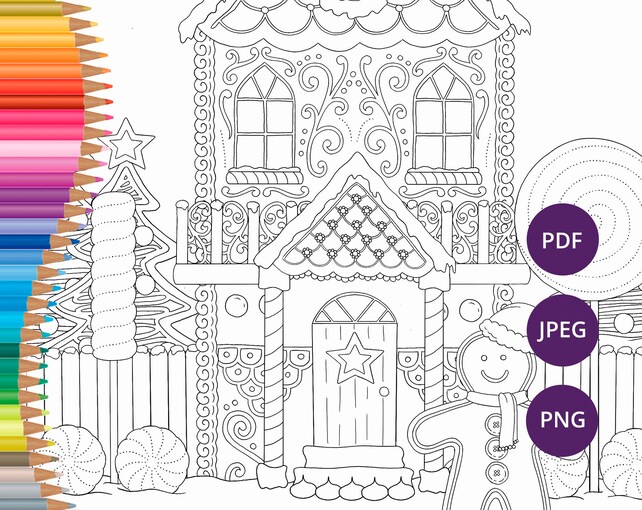 Christmas Coloring Pages Gingerbread House Printable