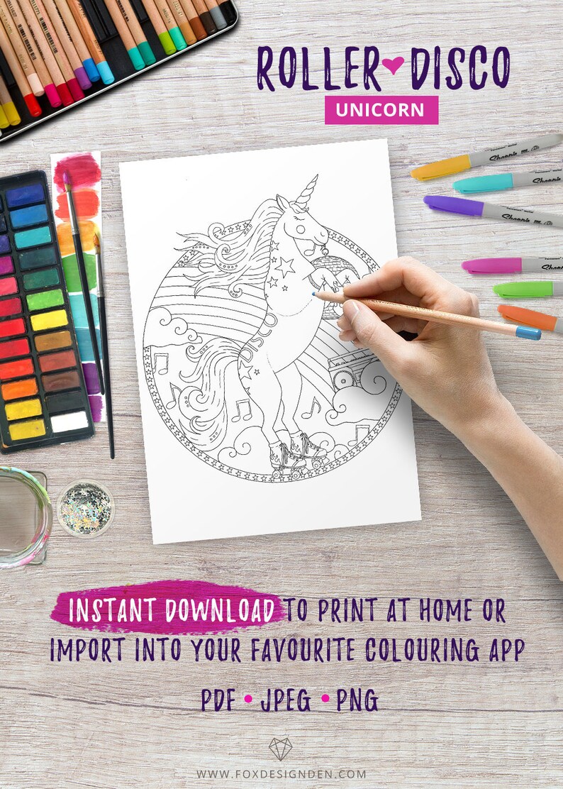 Roller derby unicorn adult coloring pages Roller skating ...