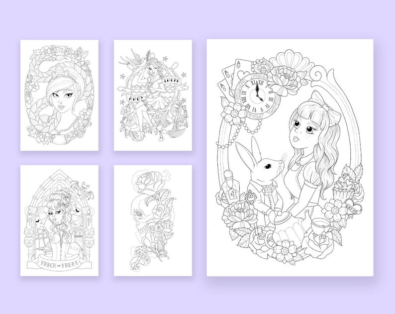 Printable Adult Coloring Book by Kim White, 20 x Colouring Pages for Adults, PDF Digital Download image 5