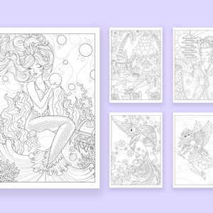 Printable Adult Coloring Book by Kim White, 20 x Colouring Pages for Adults, PDF Digital Download image 7