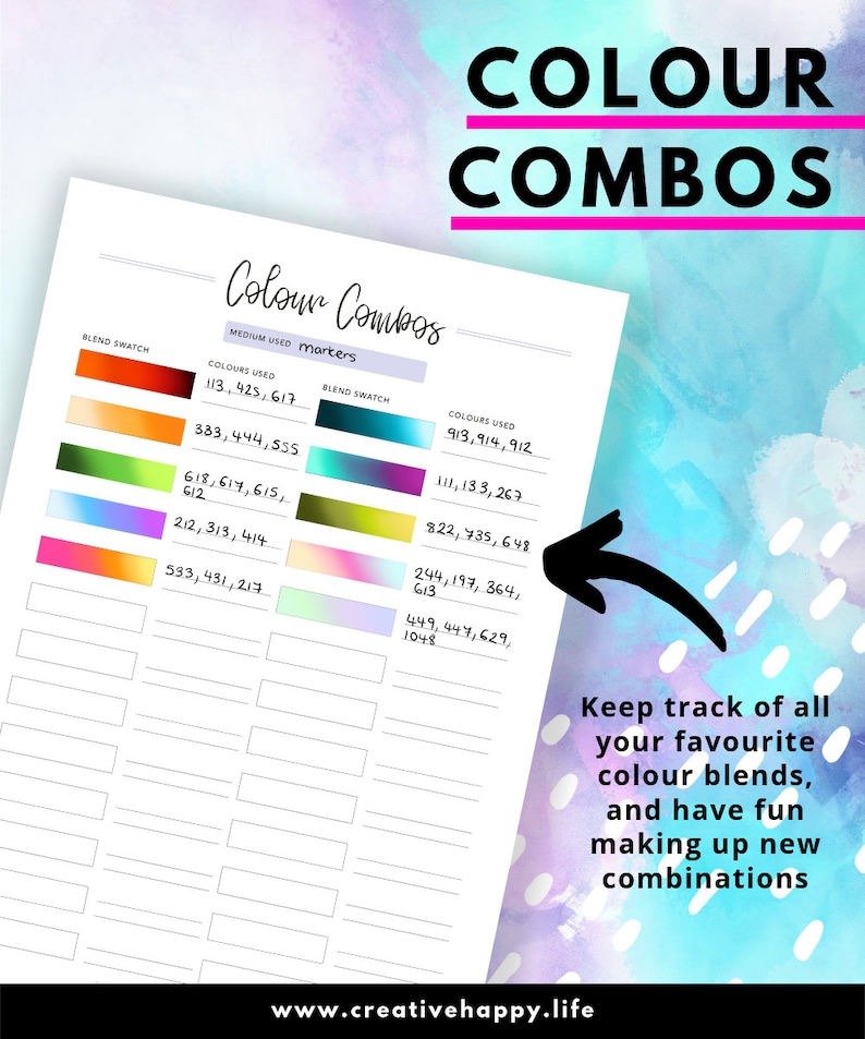 Color tracker, Colour tracker, Coloring book tracker, Colouring book tracker, Color chart, Pencil chart, Prismacolor chart image 3