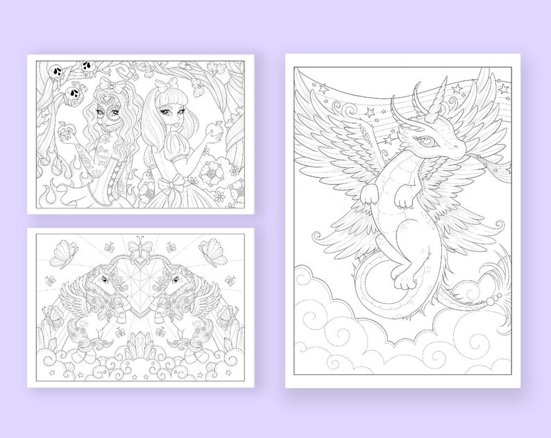 Printable Adult Coloring Book by Kim White, 20 x Colouring Pages for Adults, PDF Digital Download image 6
