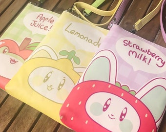 Strawberry Milk Bunny, Apple Juice Frog and Lemonade Kitty Day Side Crossbody Bags