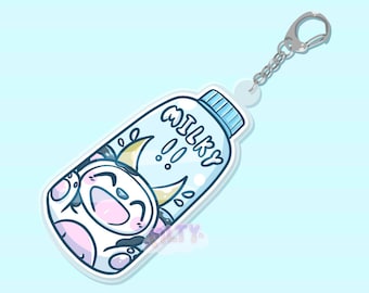 Milkoo the Cow Milky Bottle Keyring! 2.5 Inch Double Sided