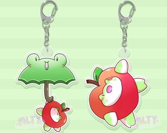 Appog the Apple Frog 2.5 inch Double Sided Keyrings ( + Froggy Umbrella)