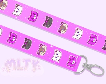 Meow! Cute Kitty Kitten Purple Lanyard