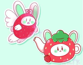 Strawbonny the Strawberry Bunny Vinyl Stickers