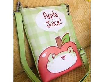 Apple Juice Frog Drink Gingham Day Side Crossbody Bags