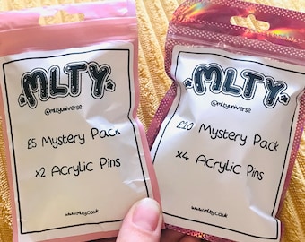 Mystery Lucky Bags! 2 or 4 x 1.5 Inch Acrylic Pins