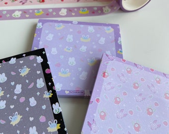 Bunny Love Valentines Strawberry Sticky Notepad Memopads and Washi Tape