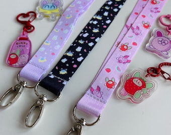 Bunny Love Valentines Strawberry Lanyards and Keyrings