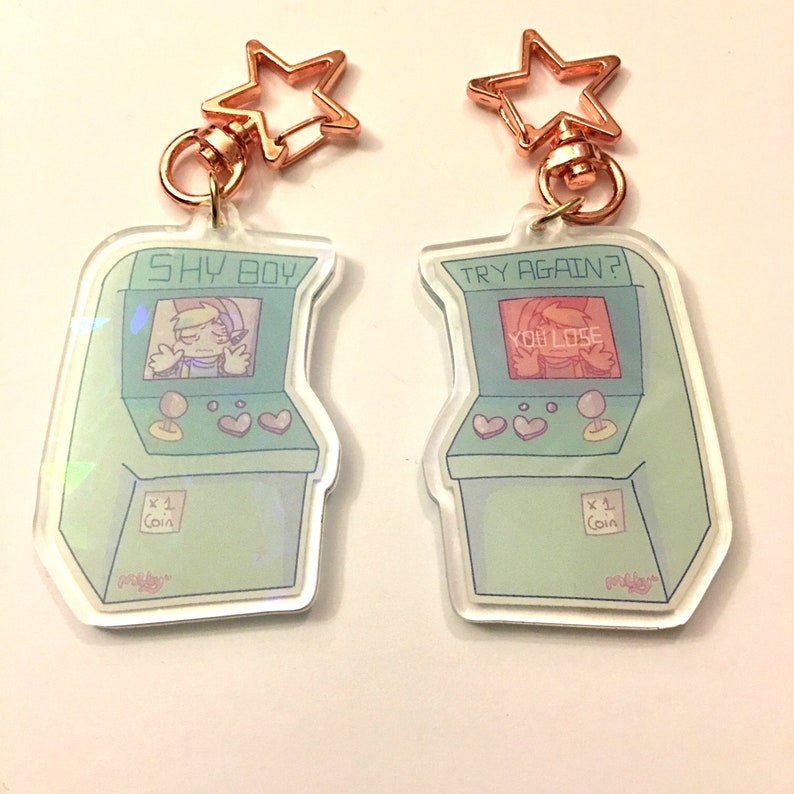 55mm Alien Cat Fashion Double Sided Holographic Keyring