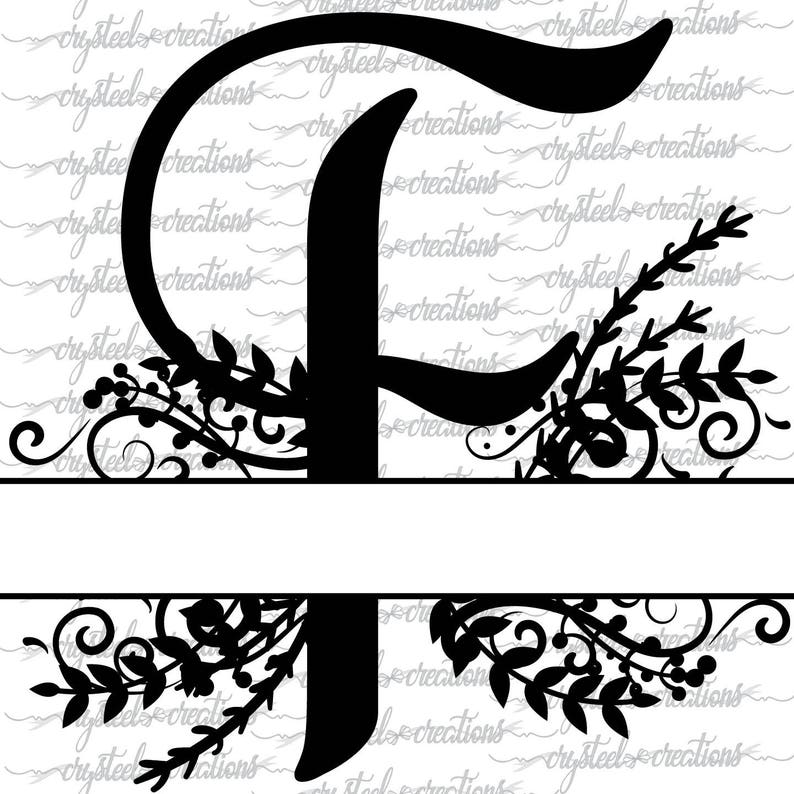 Download Png Vector Files For Silhouette Dxf Laurels Silhouette Studio Regal Split Alphabet Letter F Split Monogram Svg Cricut Ready To Cut Materials Craft Supplies Tools