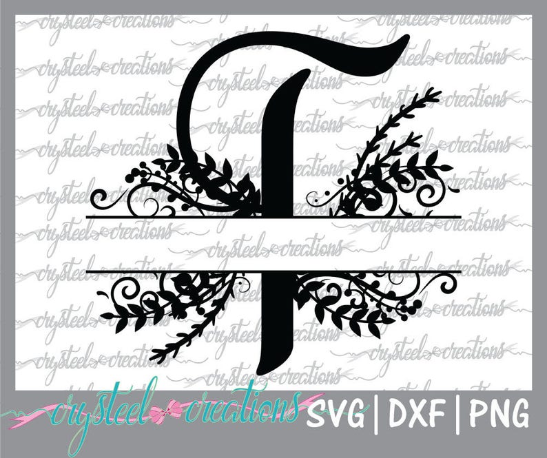 Download Letter T Split Monogram Svg Png Vector Files For Silhouette Cricut Dxf Silhouette Studio Laurels Ready To Cut Regal Split Alphabet Materials Craft Supplies Tools