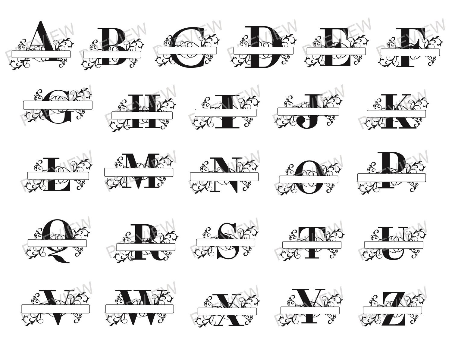 Download Split monogramme SVG lettre royale Split Alphabet des | Etsy
