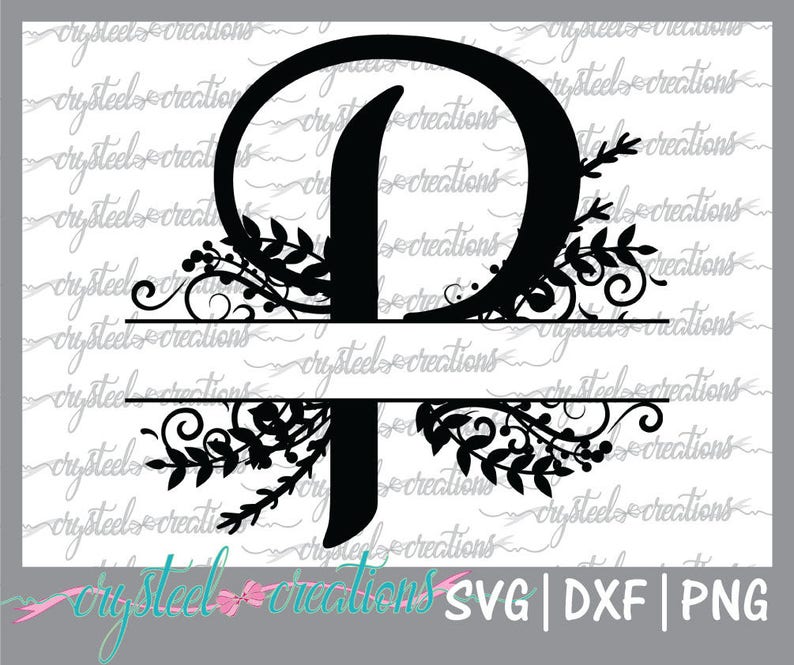 Download Silhouette Studio Regal Split Alphabet Png Laurels Letter P Split Monogram Svg Cricut Ready To Cut Dxf Vector Files For Silhouette Card Making Stationery Papercraft