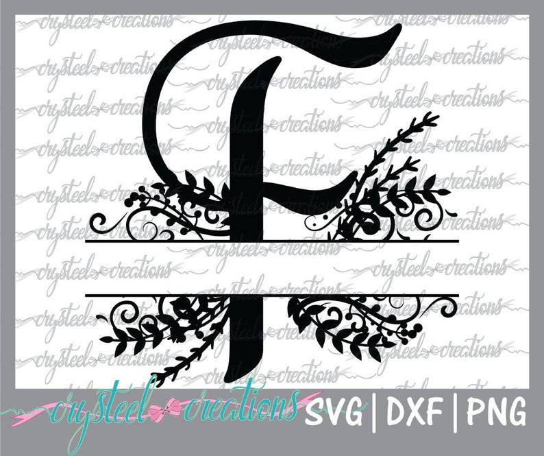 Download Png Vector Files For Silhouette Dxf Laurels Silhouette Studio Regal Split Alphabet Letter F Split Monogram Svg Cricut Ready To Cut Materials Craft Supplies Tools
