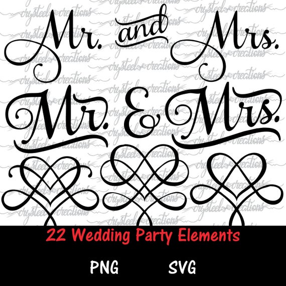 Download Bride Wedding Party Set SVG PNG Bridesmaid Mr and Mrs | Etsy