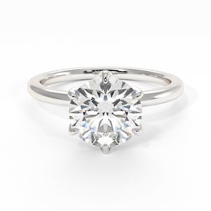 Alyssa Runder Moissanite Tulpe Verlobungsring, Lab-Created Diamanten Braut Set, Floraler Goldring, Einzigartiger Platinring, zierlicher Solitär
