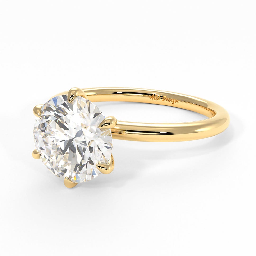 Eva Round Lab Diamond Engagement Ring, Dainty Solitaire Ring, Proposal ...
