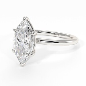Eden Marquise Moissanite Engagement Ring - Delicate Gold Band - Platinum Proposal Ring- Delicate Solitaire Ring- Affordable Jewelry