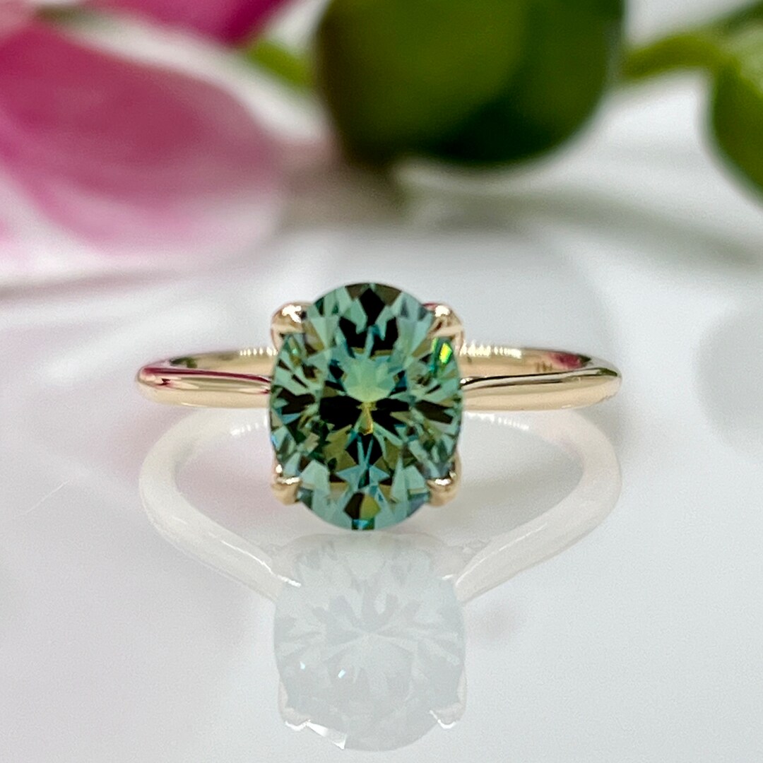 Aqua teal sale moissanite