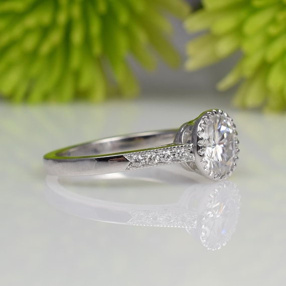 Harmony Round Forever One Moissanite Engagement Ring Vintage