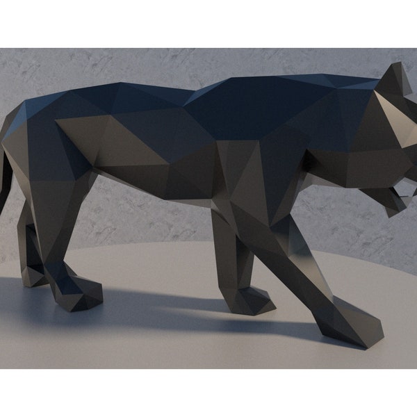 Modèle PDF numérique de création de tigre en papier, pour le bricolage, origami 3D, papier, sculpture, lion, pantera
