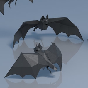 Pipistrello di Halloween in PDF con carta, modello di pipistrello pepakura SVG, vampiro di Halloween low poly, modello di download fai da te, decorazione di carta di Halloween