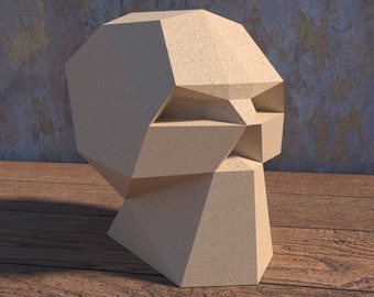 Skull papercraft template, 3D paper skull, DIY Halloween, skull  modelcosplay PDF pattern