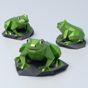 Papercreft DIY Frosch, Digitale Vorlage für Papierfrosch, PDF, SVG, Dxf Vorlage für Papierfrosch, Low-Poly-Frosch, Papierkröte, Origami-Frosch