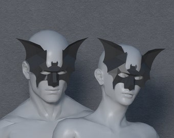 Fledermaus Maske 3D Papercraft Vorlage für Halloween Kostüm, Papier Vampir Maske, Low Poly Maske, DIY Download Vorlage, Halloween Papierdekoration