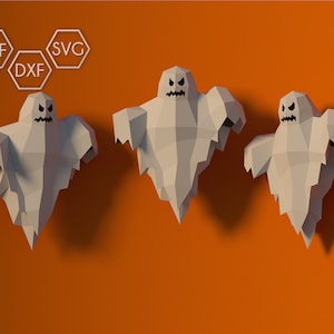 Papercraft DIY ghost , papercraft halloween ghost, dxf ghost drawing, 3D wall art, 3D wall decor, low poly wall art, low poly art, origami