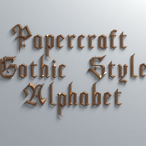 Letras 3D de papel, alfabeto gótico de papel, juego de letras minúsculas, decoración de pared de estilo gótico de baja poli, plantilla PDF, decoración del hogar DIY