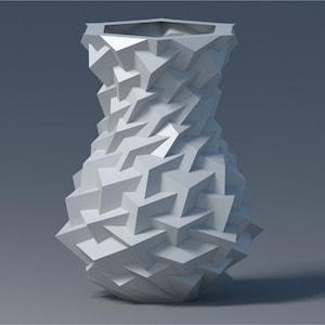 Papercraft 3D Blumenvase digitale Vorlage für Dekoration zu Hause, Low Poly Stil Blumenvase, Origami Möbel, PDF Vorlage Bild 1