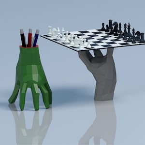 Mano di zombie di Halloween in carta, portapenne a mano low poly, decorazione di Halloween, modello fai da te, download PDF, modello pepakura, portapenne di carta