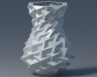 Papercraft 3D Blumenvase digitale Vorlage für Dekoration zu Hause, Low Poly Stil Blumenvase, Origami Möbel, PDF Vorlage