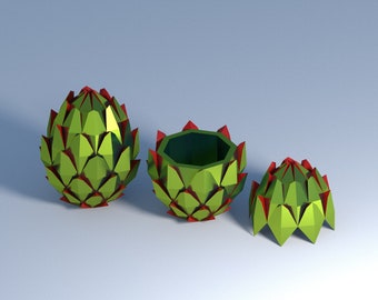 3D Papercraft dragon egg, lowpoly dragon egg SVG template, paper box, gift box, DIY template, PDF download, pepakura template, papercaft box
