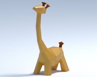 Papercraft 3D giraffe sjabloon, SVG sjabloon, papieren dier digitale PDF-sjabloon, laag poly papier dier, giraffe sjabloon, papieren decor