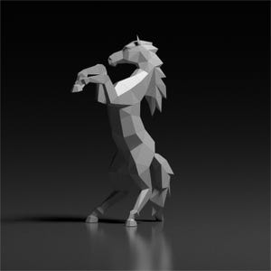Papercraft horse template, digital PDF download, low poly paper horse sculpture, SVG and dxf files, DIY home decoration, pepakura animal