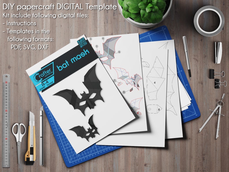 Bat Mask 3D Papercraft Template for Halloween Costume, Paper Vampire ...