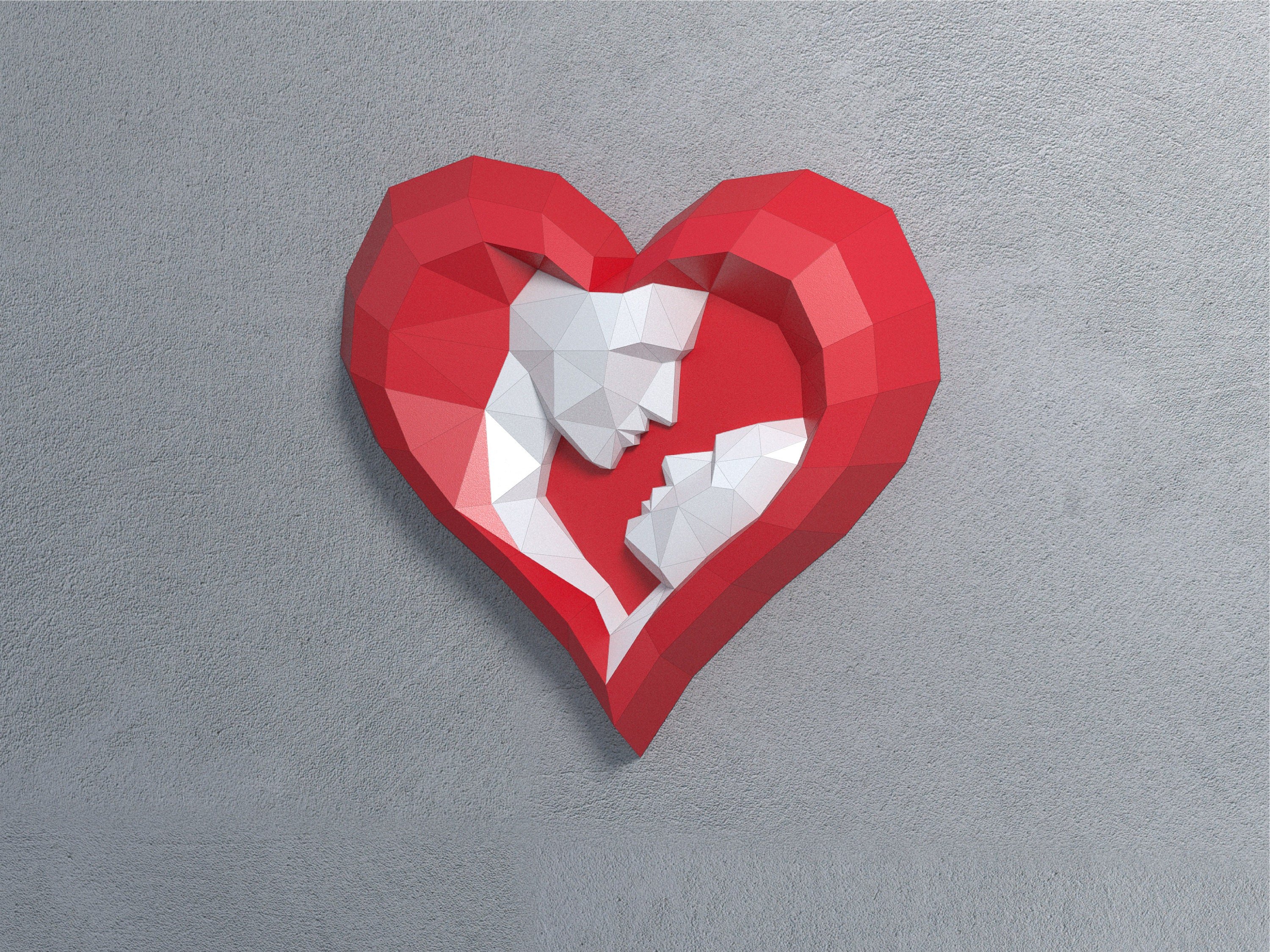 3d Papercraft Heart for Women's Day PDF Template, SVG for Cricut DIY ...