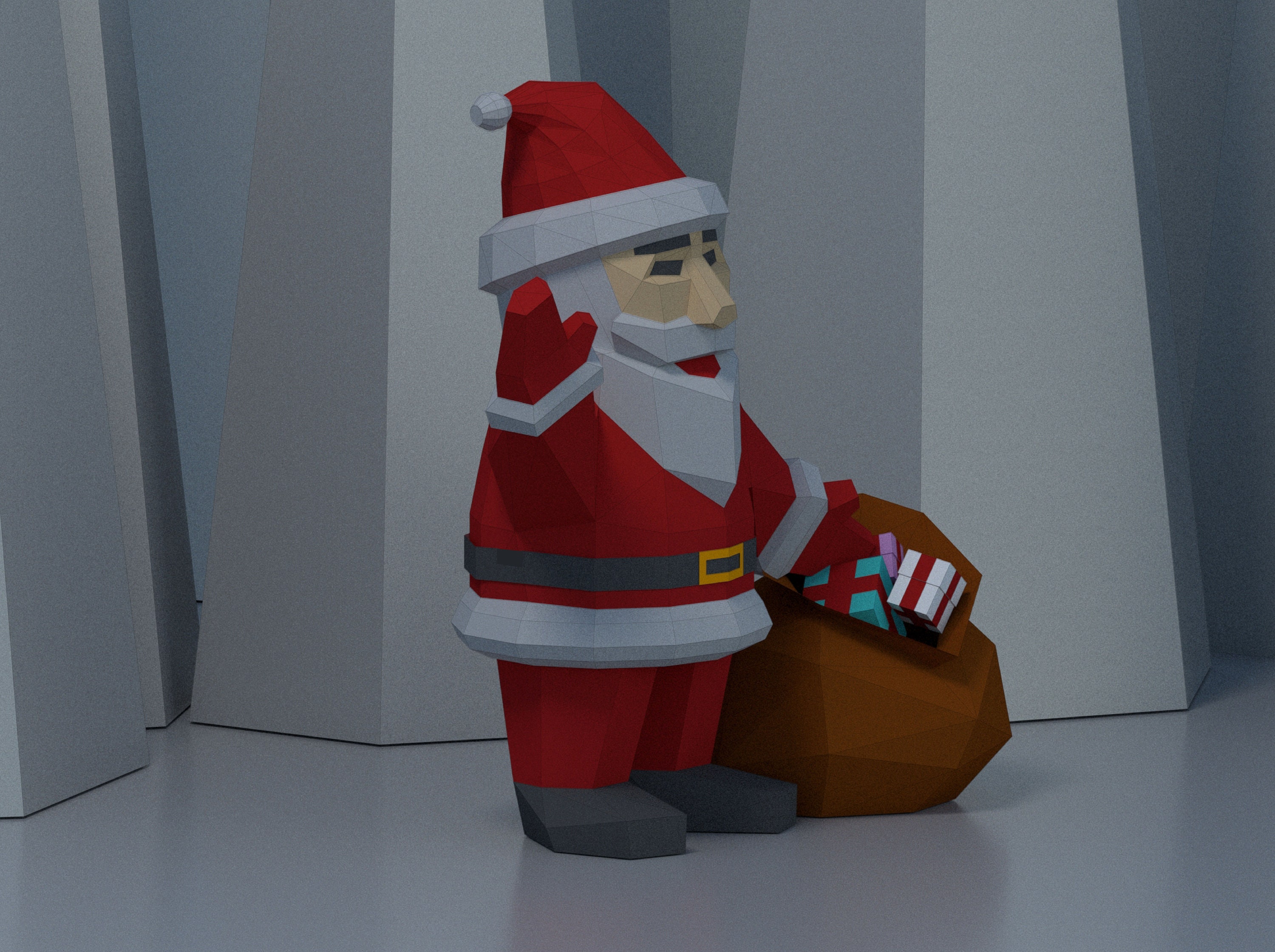 Papercraft Christmas Santa Claus, Low Poly Santa Claus Template ...