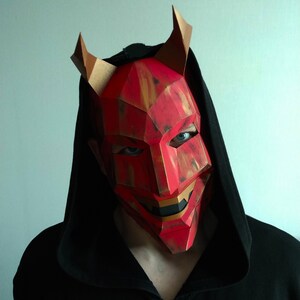 Devil 3D Papercraft Template, Paper Mask, Horned Skull Low Poly Demon ...