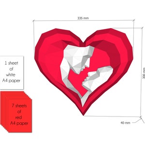 3d Papercraft Heart for Women's Day PDF Template, SVG for Cricut DIY ...
