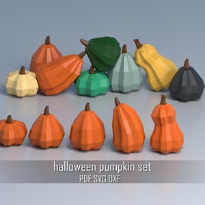 Zucca di Halloween in carta, zucca 3D in carta, modello svg, arte in carta 3D, decorazioni di Halloween, arte low poly, decorazioni in carta per la casa, origami