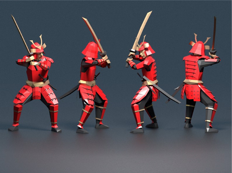 Musashi Papercraft Papercraft 3d Samurai Warrior Figurine Digital PDF Template, Low Poly ...