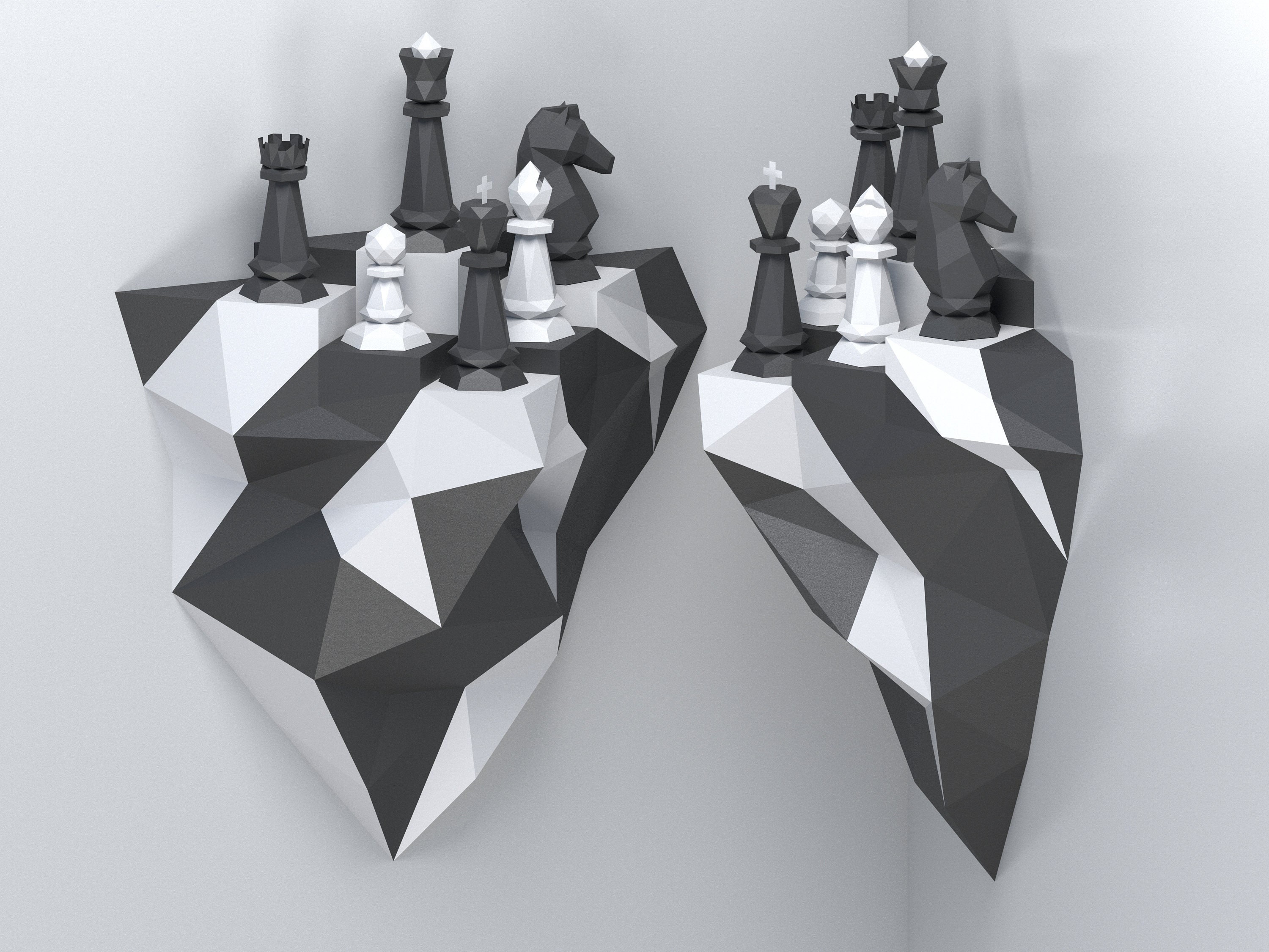 Papercraft Rook Chess Piece Template Geometric Low Poly Rook 
