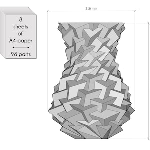 Papercraft 3d bloemenvaas digitale sjabloon voor thuispapierdecoratie, bloemenvaas in lage polystijl, papieren origami-meubels, PDF-sjabloon afbeelding 6