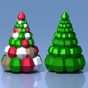 Modello PDF per albero di Natale in carta 3D, modello per albero di Natale in SVG, decorazione natalizia fai da te, decorazione in carta lowpoly, decorazione in carta per Capodanno